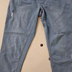 Womens Terra&Sky Blue Jean Leggings With Ripped Jeans Look Size 1x